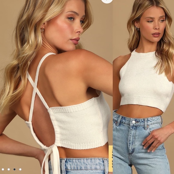 Lulus Knit Tie Back Sweater Top - Picture 6 of 9